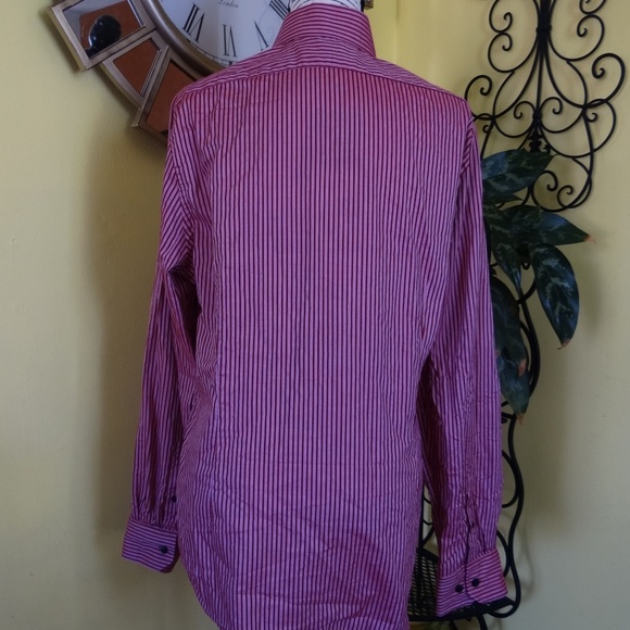 EXPRESS RED STRIPE BOTTON SHIRT SIZE L - Picture 2 of 6